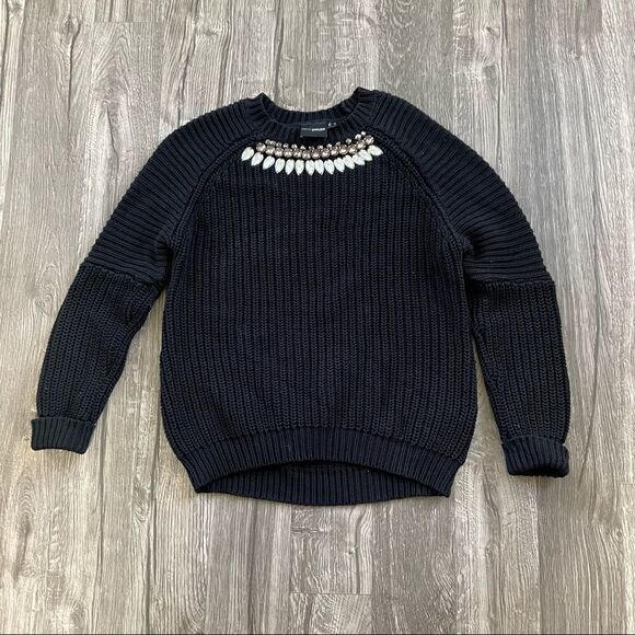 ASOS jewel neckline ribbed chunky cuffed Crewneck sweater - Picture 7 of 13